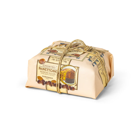 Panettone marrons glaces incartato a mano