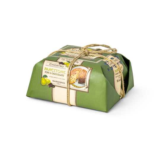 Panettone pere e cioccolato incartato a mano